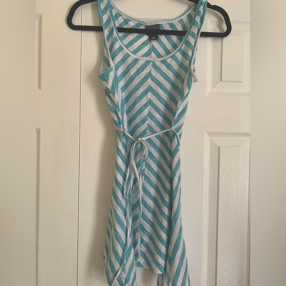 Oh baby by motherhood small tank top with belt turquoise and white stripe